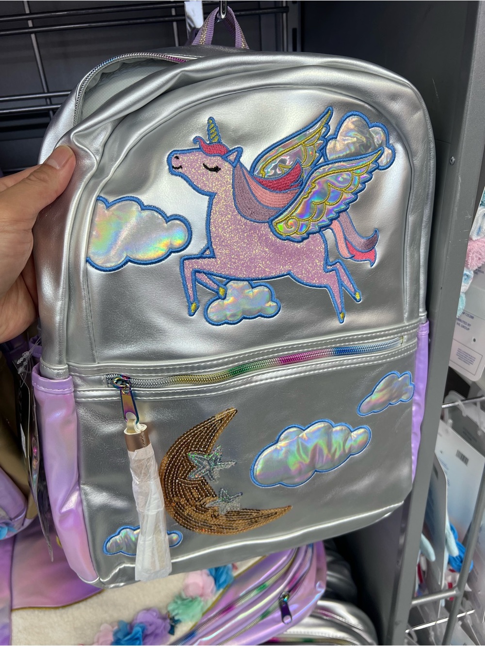 Silver Style Lab Unicorn Pegasus Backpack with Pink Accents
